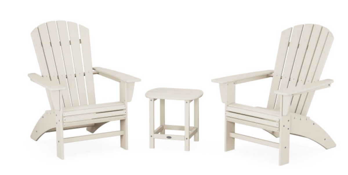 POLYWOOD® Nautical 3-Piece Curveback Adirondack Set