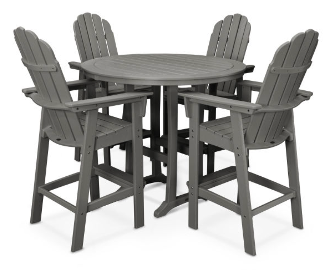 POLYWOOD® Vineyard Curveback Adirondack 5-Piece Nautical Trestle Bar Set