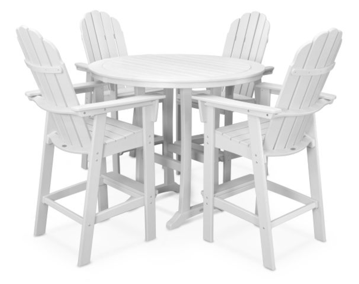 POLYWOOD® Vineyard Curveback Adirondack 5-Piece Nautical Trestle Bar Set